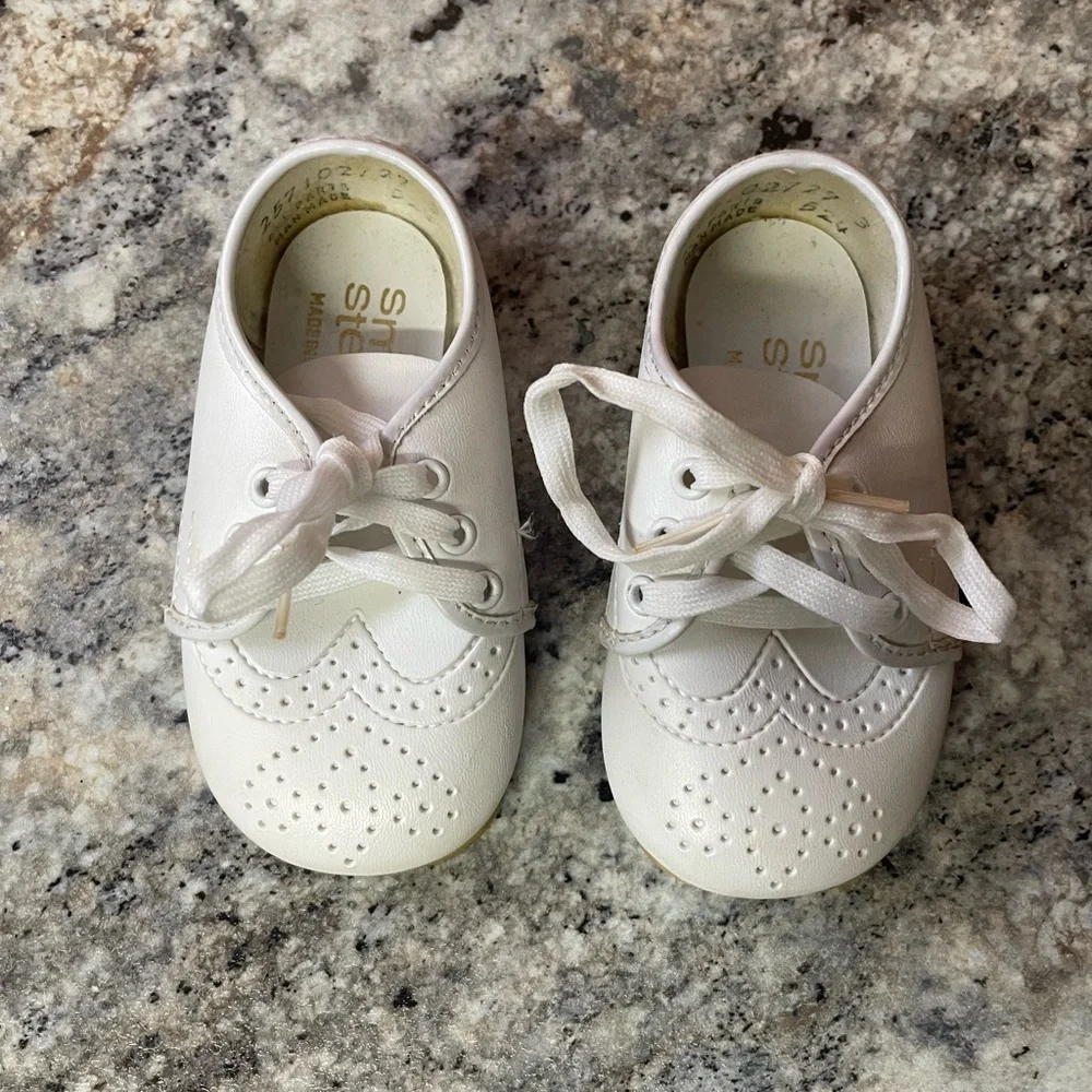 Vintage Small Steps White Crib Shoes Made USA